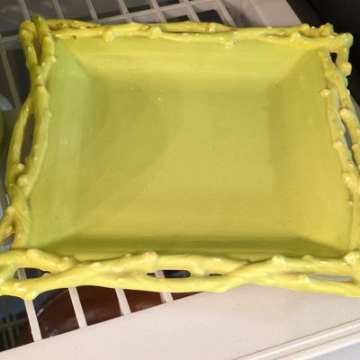 Sale Photo Thumbnail #733: Frazier California Pottery Bamboo Motif Square Tray