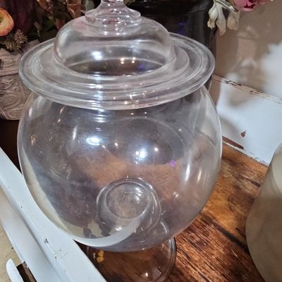 Sale Photo Thumbnail #758: Clear Glass Apothecary Jar with Lid