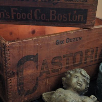 Sale Photo Thumbnail #566: Vintage Fletcher's Castoria Wooden Crate with "Chellin's Food Co. Boston" Label