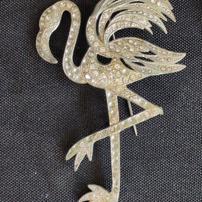 Sale Photo Thumbnail #368: Vintage Pave Rhinestone Flamingo Brooch