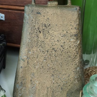 Sale Photo Thumbnail #175: Vintage Sheet Metal Cow Bell with Gold Patina
