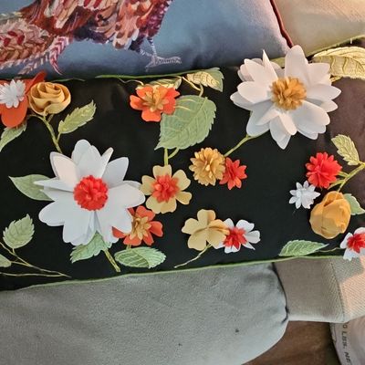 Sale Photo Thumbnail #114: Decorative Floral Appliqué Accent Pillow