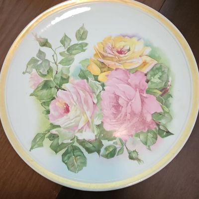 Sale Photo Thumbnail #296: Vintage Hand-Painted Rose Porcelain Plate