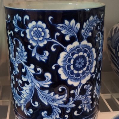 Sale Photo Thumbnail #717: Pier 1 Imports Mandarin Blue and White Porcelain Brush Pot
