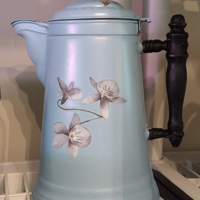 Sale Photo Thumbnail #778: Antique French Enamelware Coffee Pot