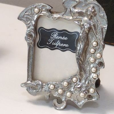 Sale Photo Thumbnail #351: Art Nouveau Style Pewter and Faux Pearl Figural Picture Frame