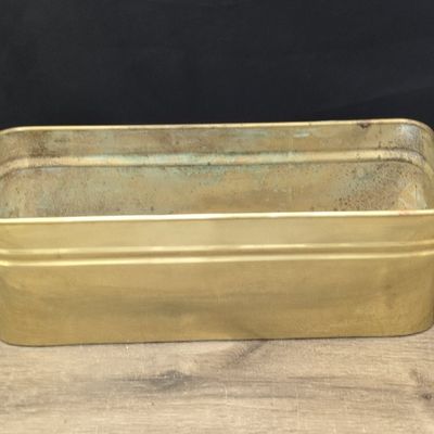 Sale Photo Thumbnail #146: Vintage Brass Rectangular Planter with Rope Handles