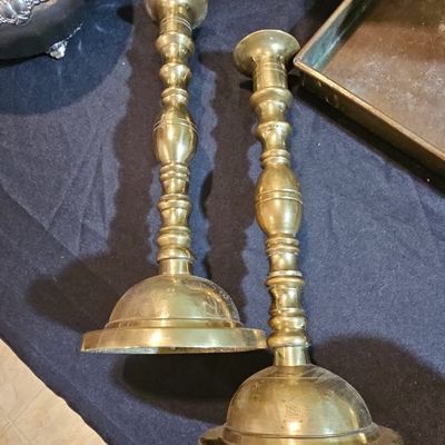 Sale Photo Thumbnail #235: Vintage Etched Brass Candlesticks