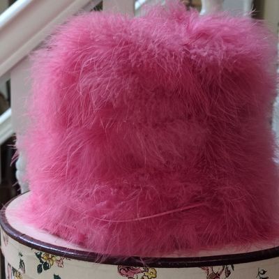 Sale Photo Thumbnail #386: Vintage Pink Feather Hat in Arnold Constable Hat Box