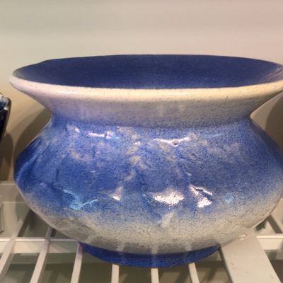 Sale Photo Thumbnail #740: Studio Pottery Cobalt Blue Speckled Planter Bowl