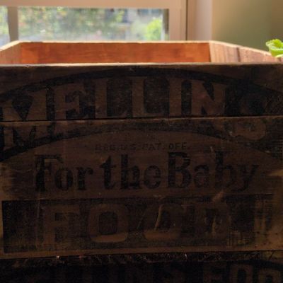 Sale Photo Thumbnail #580: Vintage Mellin's Food Wooden Crate