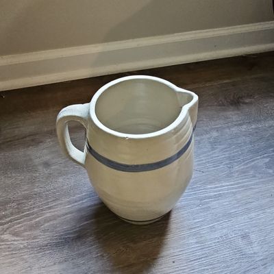 Sale Photo Thumbnail #681: Marshall Pottery Blue Stripe Pitcher