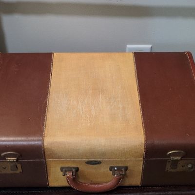 Vintage Tweed and Leather Suitcase