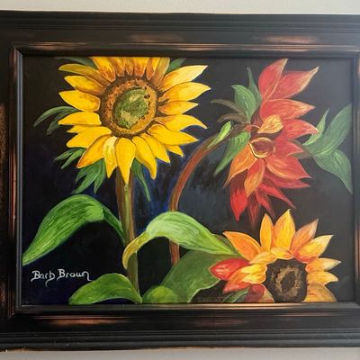 Sale Photo Thumbnail #490: Original Sunflower Still Life Oil Painting by Barb Brown
