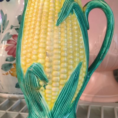 Sale Photo Thumbnail #761: Majolica Corn Pitcher