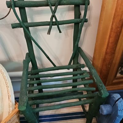 Sale Photo Thumbnail #149: Vintage Folk Art Twig Doll Chair with Heart Back