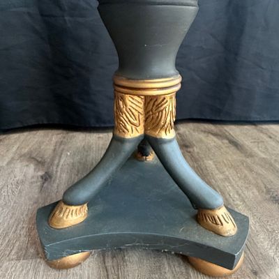 Vintage Hollywood Regency Style Marble Top Pedestal Table