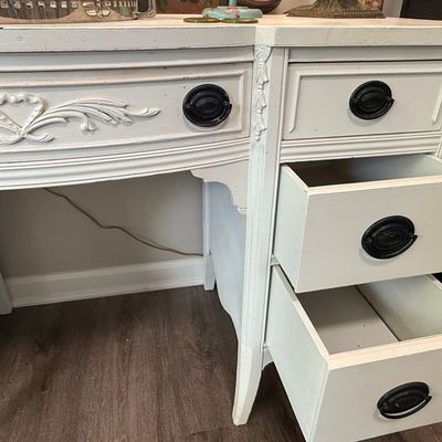 Vintage Painted Kneehole Vanity Desk
