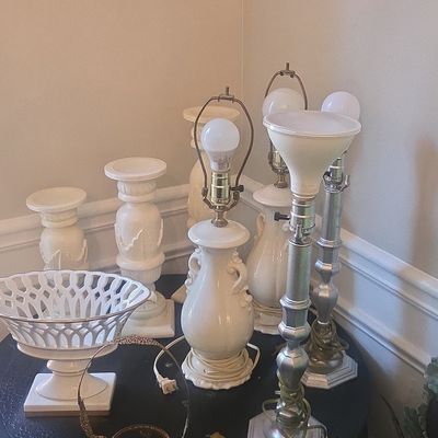 Assorted Vintage Table Lamps and Decorative Accessories