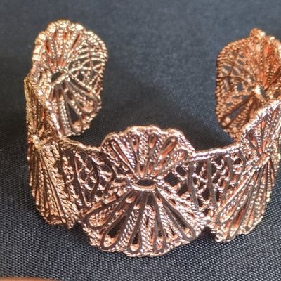 Sale Photo Thumbnail #373: Rose Gold Tone Filigree Cuff Bracelet