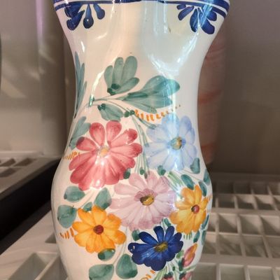 Sale Photo Thumbnail #738: Hand Painted Italian Floral Pitcher
