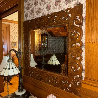Sale Photo Thumbnail #5: Scrolled rectangular mirror lamp has been sold