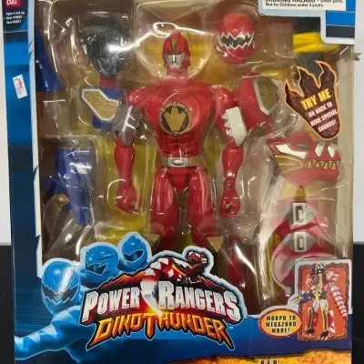 Power Rangers Dino Thunder Red Mega Battlized Talking Ranger Morphs to Megazord Mode