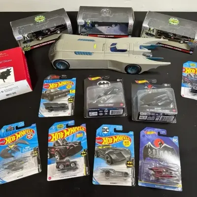 Jada Batmobile & Batman, Hallmark Superman, Hot Wheels Batmobiles & Batplane
