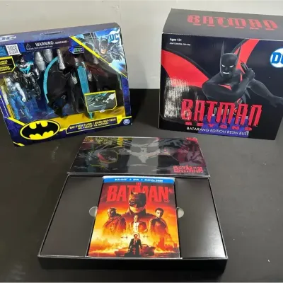 Batman Beyond Batarang Edition Resin Bust, Batman Bat-Tech Flyer & The Batman Blu-ray/DVD