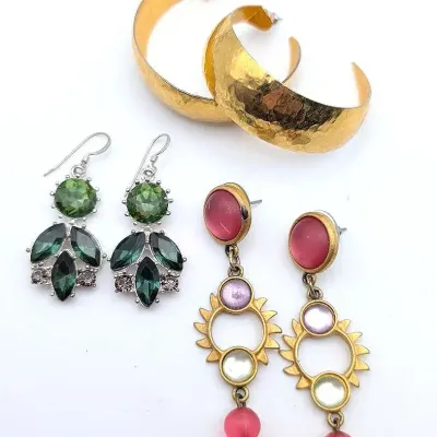 Sale Photo Thumbnail #102: Three Pairs of Vintage Pierced Earrings