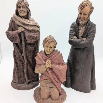 Sale Photo Thumbnail #286: Three Tom Clark Nativity Figures | Shpher II | Joseph 1986 | Herdsman 1985