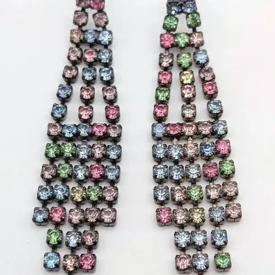 Sale Photo Thumbnail #31: Colorful Rainbow Rhinestone Dangle Pierced Earrings