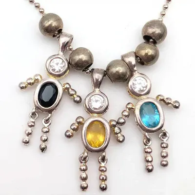 Sale Photo Thumbnail #129: Vintage Birthstone Babies Necklace | February | November | December