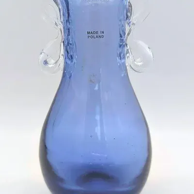 Sale Photo Thumbnail #244: Made in Poland Blue Glass Flower Vase