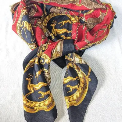 Sale Photo Thumbnail #253: Vintage 1990s Wathne Made in Japan Hunter Jumper Equestrian Silk Scarf