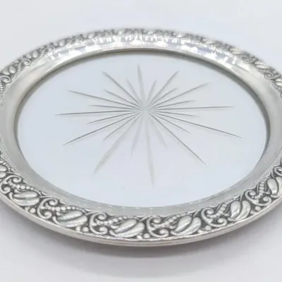 Sale Photo Thumbnail #223: Sterling Silver and Glass Plate