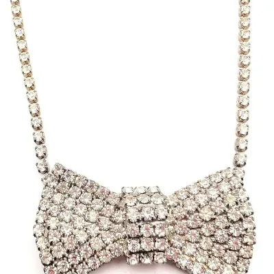 Sale Photo Thumbnail #46: Vintage Rhinestone Bow Necklace