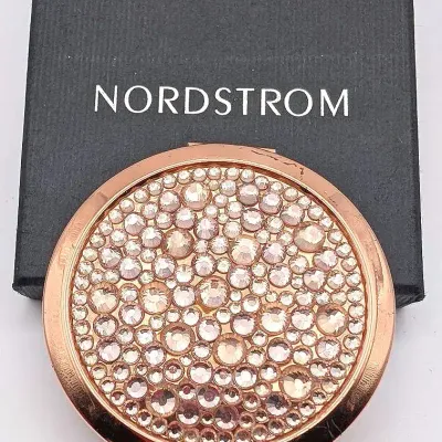 Sale Photo Thumbnail #231: Nordstrom Rose Gold Tone Rhinestone Mirror Compact in Original Box