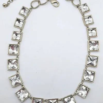 Sale Photo Thumbnail #9: Chunky Square Rhinestone Necklace  