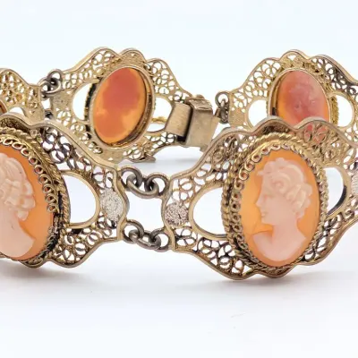 Sale Photo Thumbnail #21: Vintage Cameo Bracelet 800 Silver Filigree