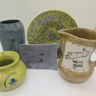 Sale Photo Thumbnail #214: Five Misc Pottery Pieces by Cincinnati Artist