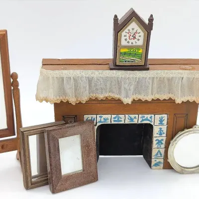 Sale Photo Thumbnail #178: Dollhouse Accessories | Fireplace | Mirrors | Clock | Hall Tree