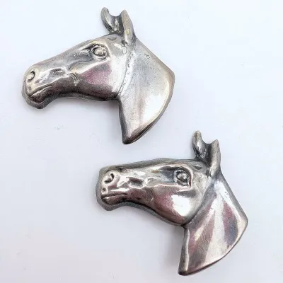 Sale Photo Thumbnail #50: Two Vintage Sterling Silver Horse Head Pins/Brooches