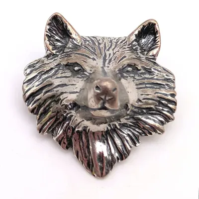 Sale Photo Thumbnail #36: Silver Cloud Sterling Silver Wolf Pin/Pendant
