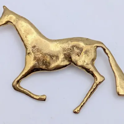 Sale Photo Thumbnail #107: Vintage Anne Dick Gold Tone Horse Brooch