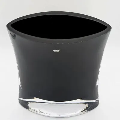 Sale Photo Thumbnail #148: Krosno Poland Layered Black and Clear Glass Modern Vase