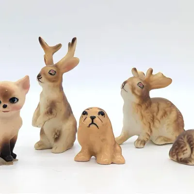 Sale Photo Thumbnail #183: Miniature Cermic Animals Lot | Cat | Dog | Jackalopes