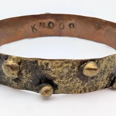 Sale Photo Thumbnail #94: Vintage Brutalist Brass Over Copper Bangle Bracelet