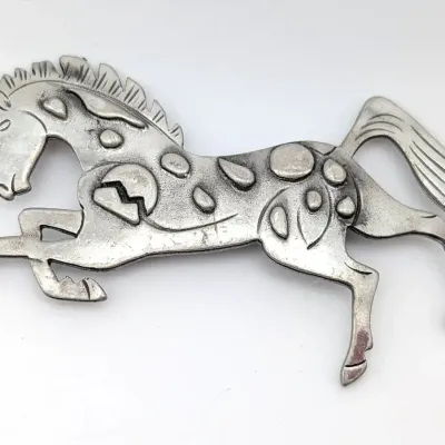 Sale Photo Thumbnail #6: Contemporay Silver Tone Horse Equestrian Brooch