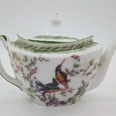 Sale Photo Thumbnail #279: Miniature Decorative Teapot with Bird and Botanical Motif